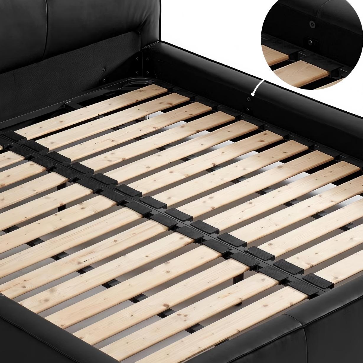 Lit en cuir cannelle