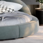 Lit rond en velours mousse Matcha