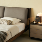 Lit en cuir crème truffe