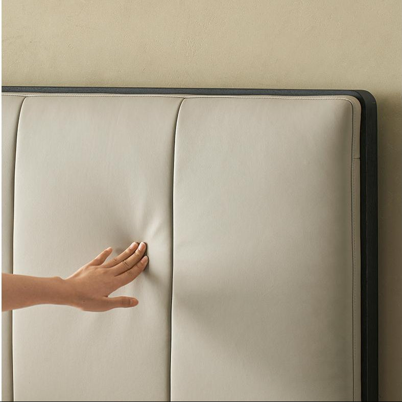 Lit en cuir à bords muffins