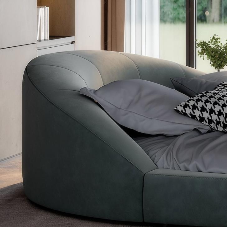 Lit rond en velours mousse Matcha