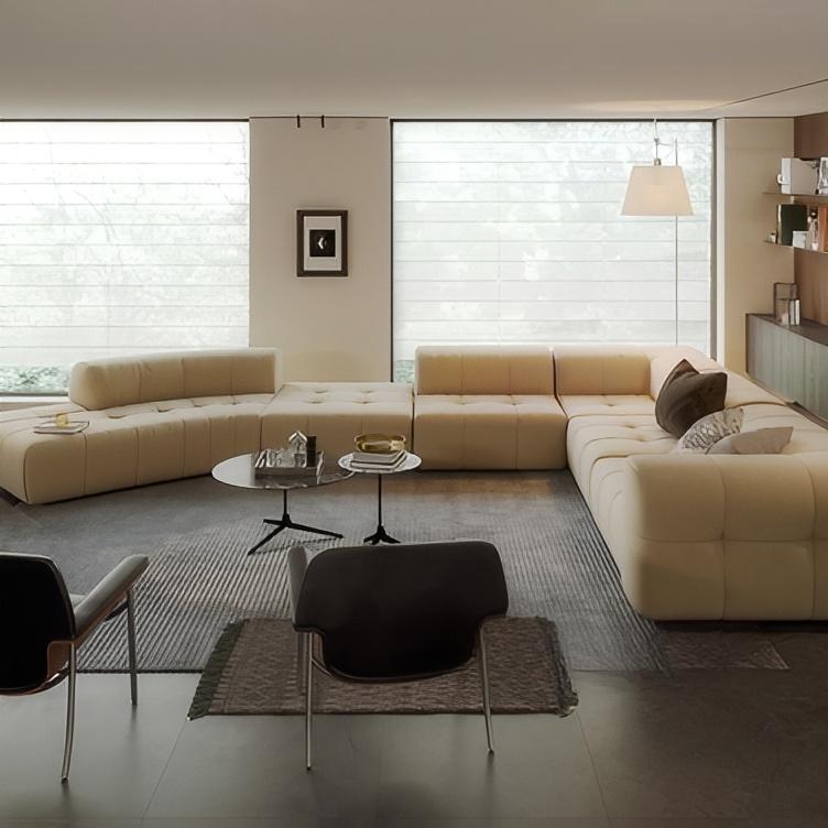 Canapé sectionnel incurvé crème amande