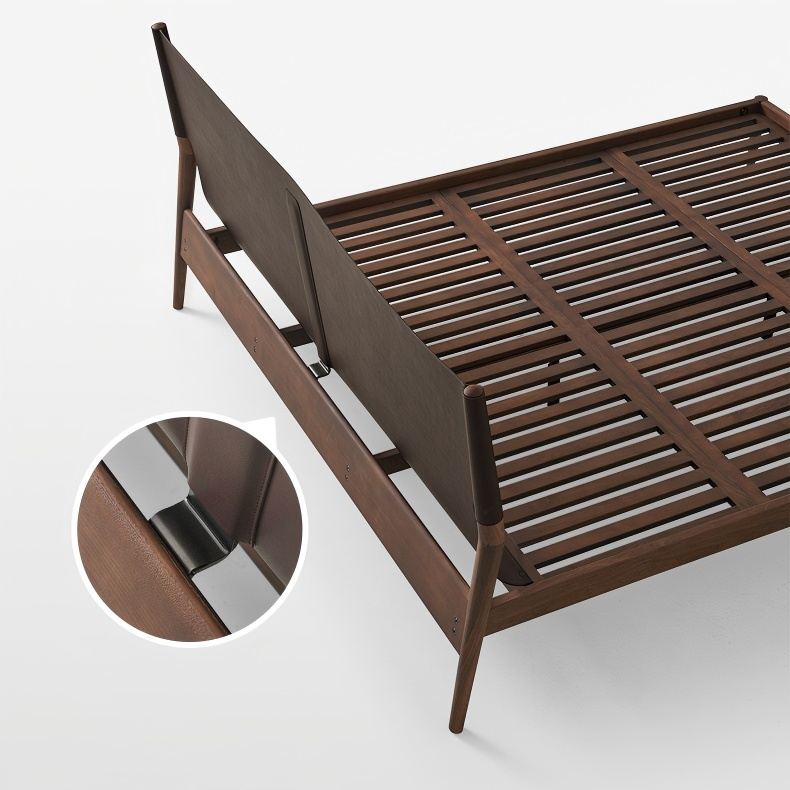 Lit en cuir crème truffe