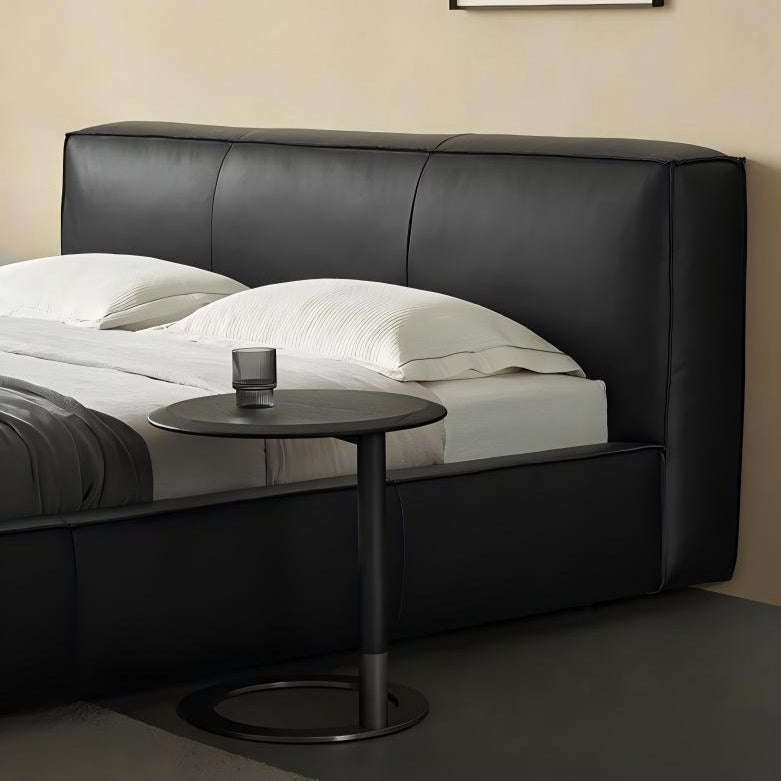 Lit en cuir cannelle