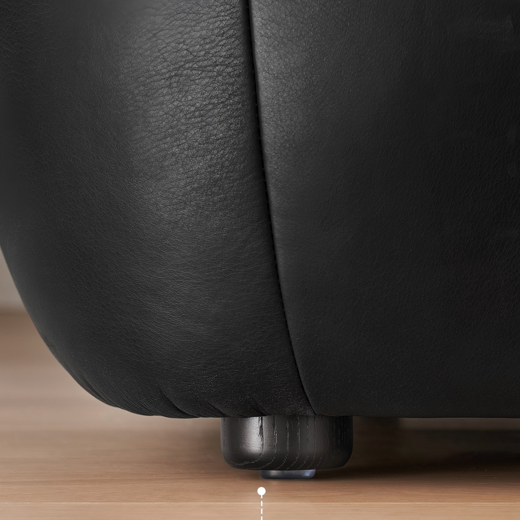 Canapé en cuir pleine fleur Croissant Noir
