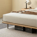 Lit en cuir couleur brique caramel