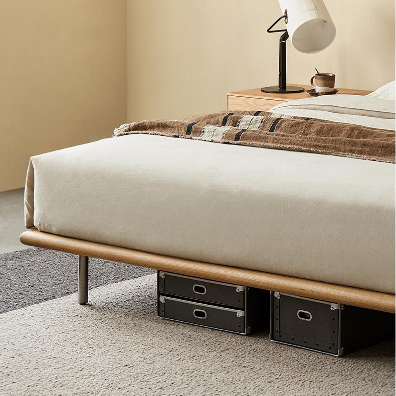 Lit en cuir couleur brique caramel