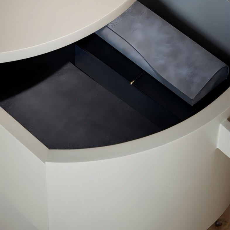 Table de chevet cylindrique crème