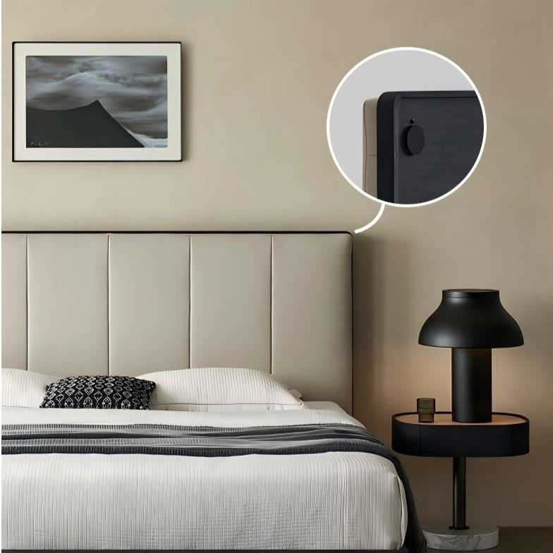 Lit en cuir à bords muffins