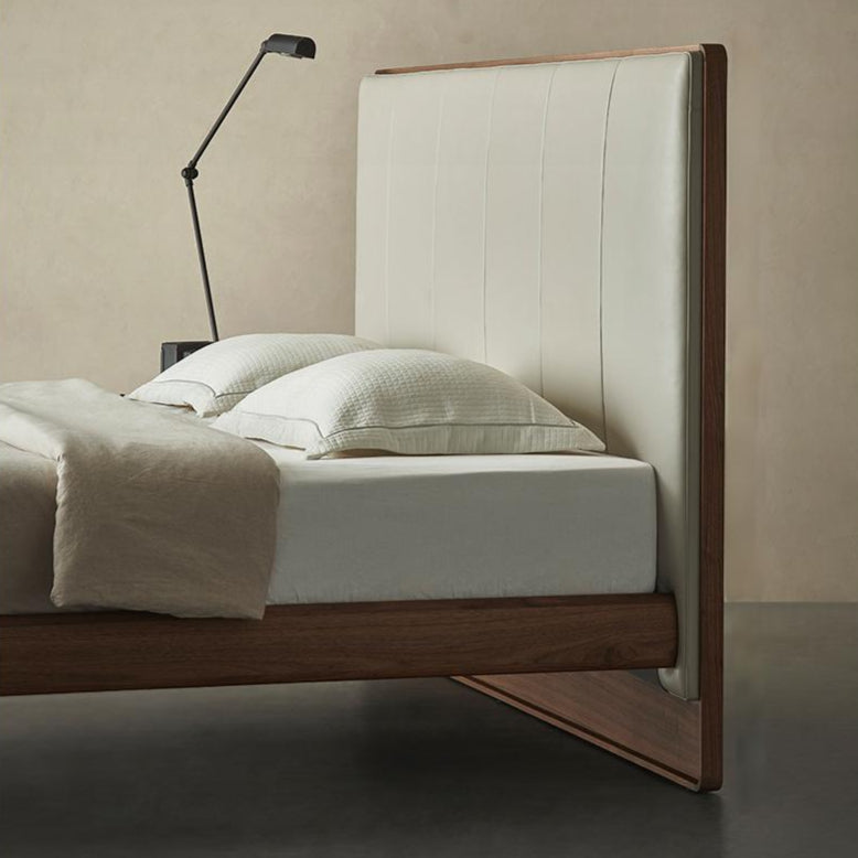 Lit en cuir à bords muffins