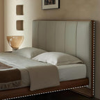 Lit en cuir à bords muffins