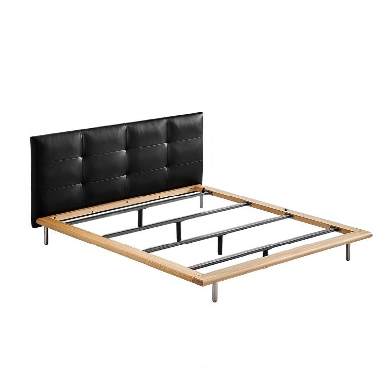 Lit en cuir couleur brique caramel