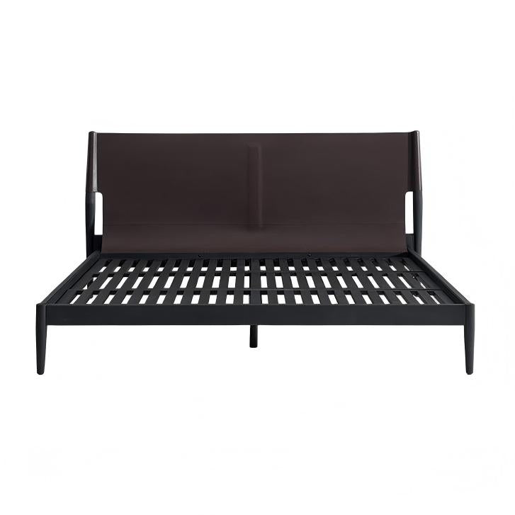 Lit en cuir crème truffe