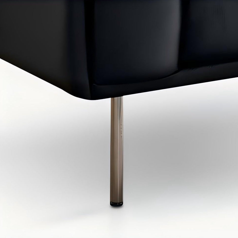 Canapé baroque capitonné en cuir noir 