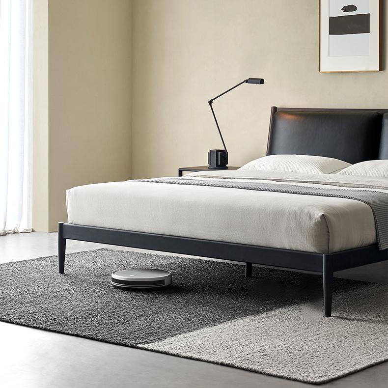 Lit en cuir crème truffe