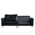 Canapé baroque capitonné en cuir noir 