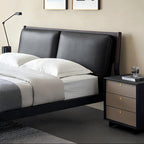 Lit en cuir crème truffe