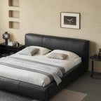 Lit en cuir cannelle