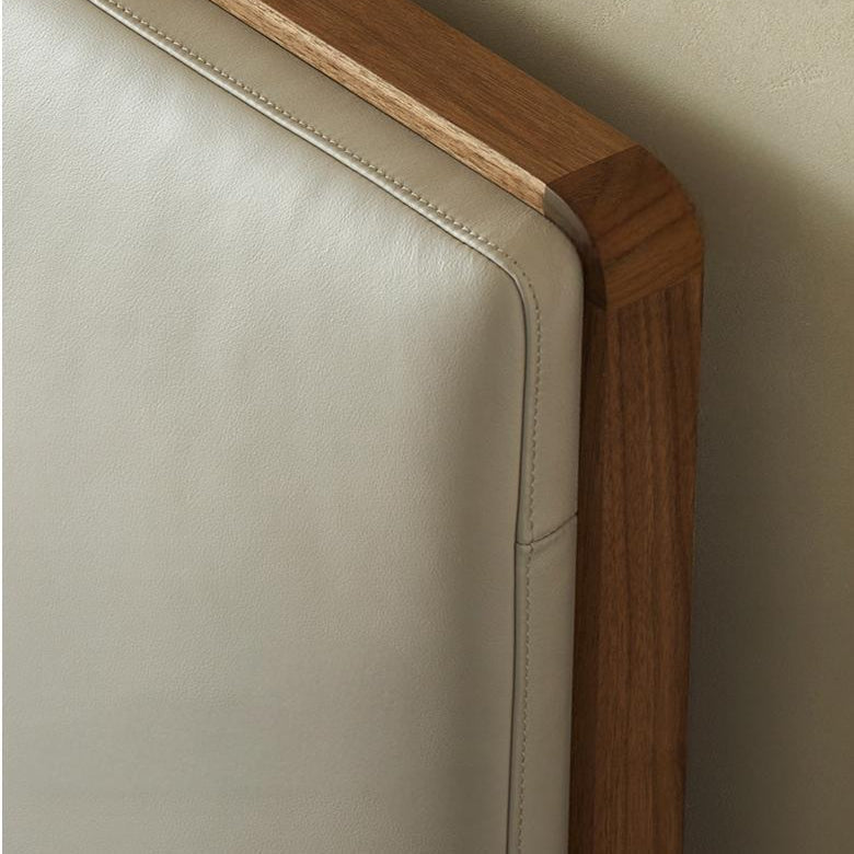 Lit en cuir à bords muffins