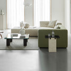 Table d'appoint en verre et marbre à treillis