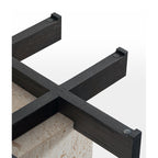 Table d'appoint en verre et marbre à treillis