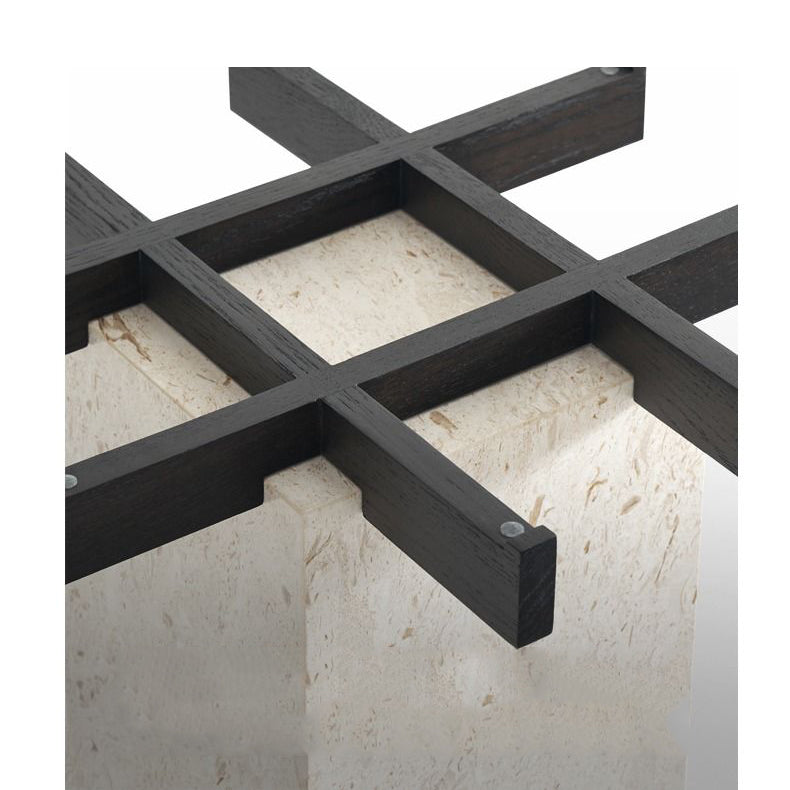 Table d'appoint en verre et marbre à treillis