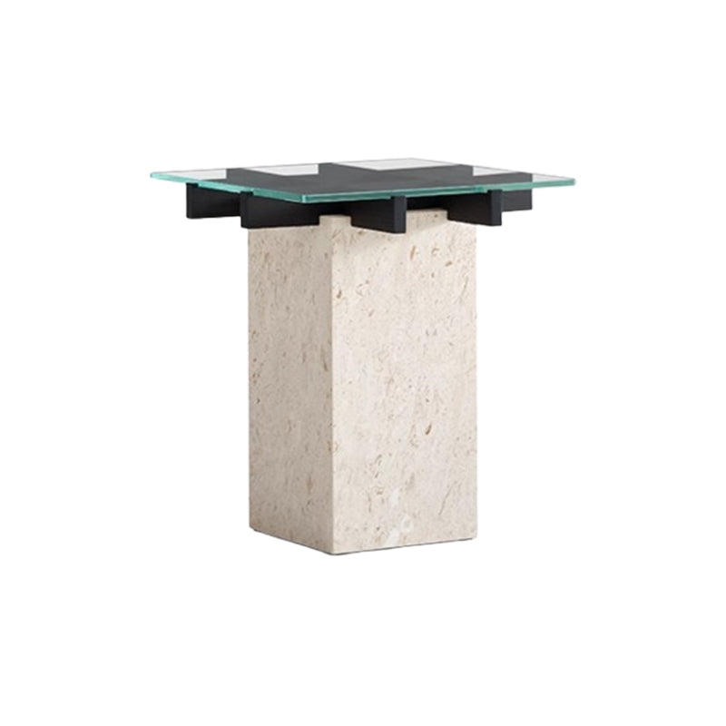 Table d'appoint en verre et marbre à treillis