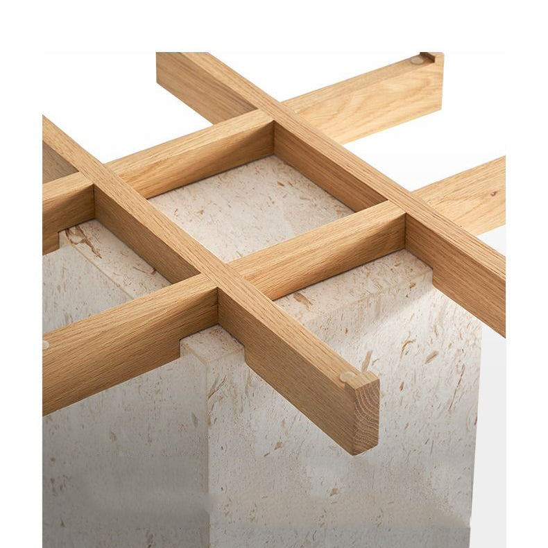 Table d'appoint en verre et marbre à treillis