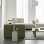 Table d'appoint en verre et marbre à treillis