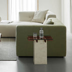 Table d'appoint en verre et marbre à treillis