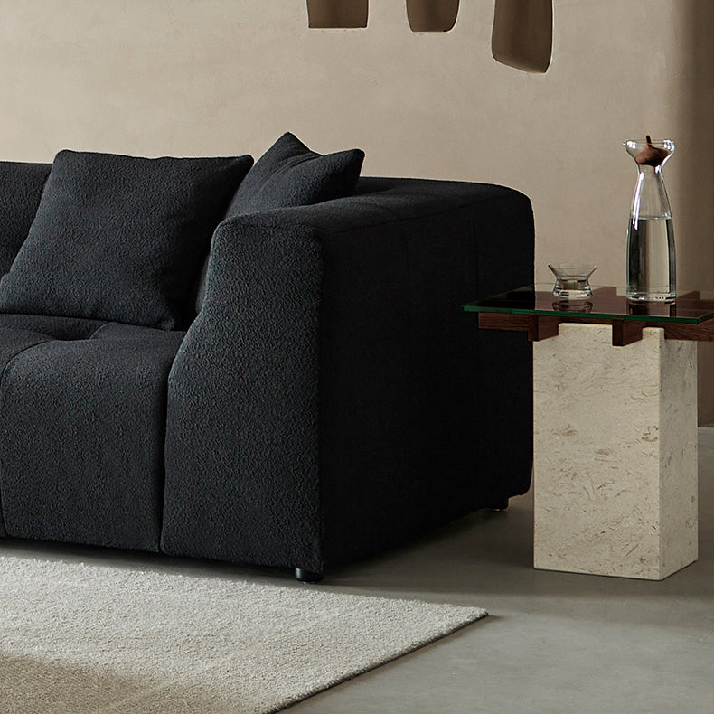 Table d'appoint en verre et marbre à treillis