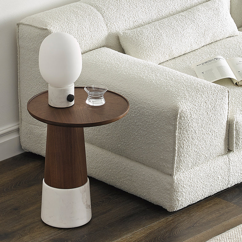 Table d'appoint en marbre et noyer Verona