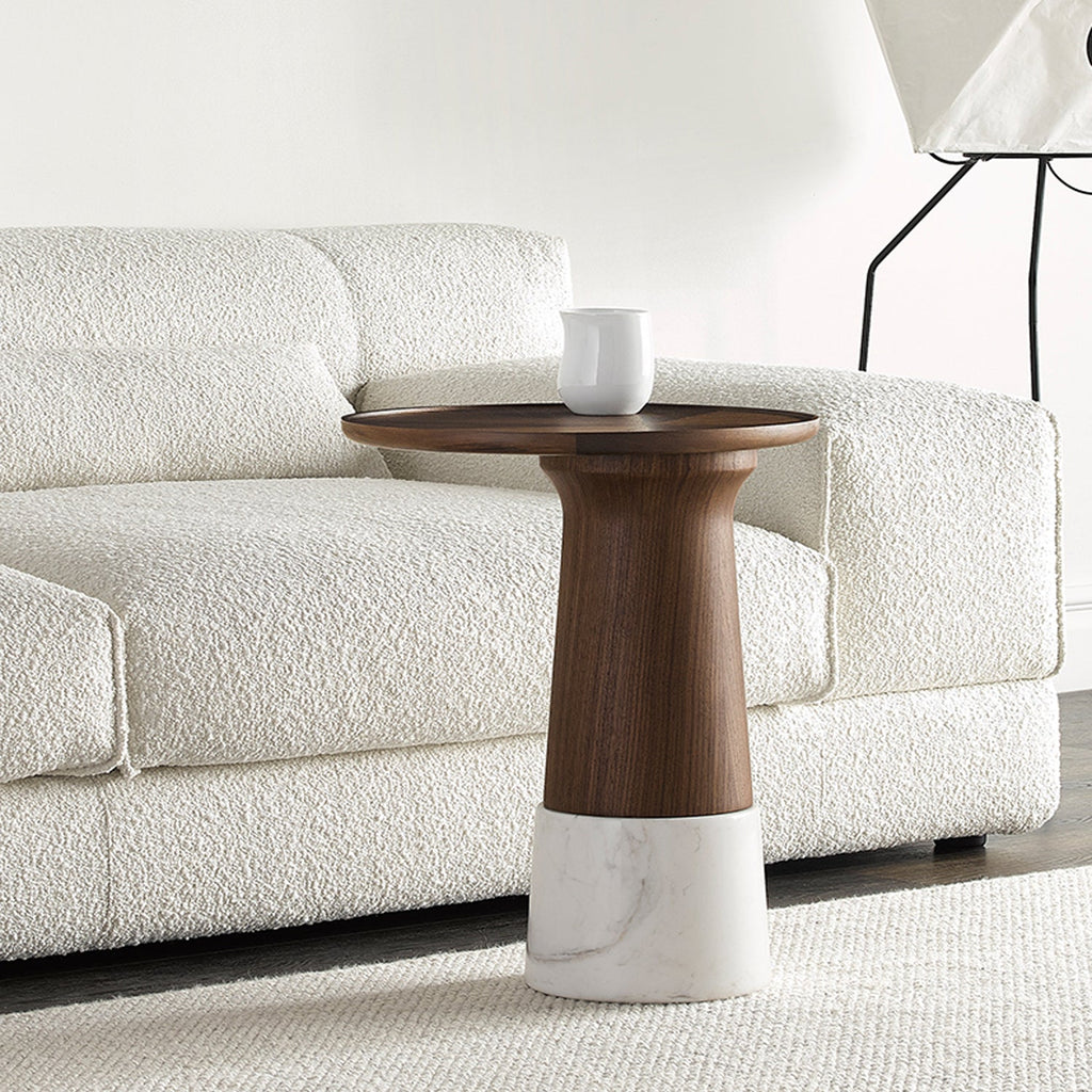 Table d'appoint en marbre et noyer Verona