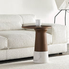 Table d'appoint en marbre et noyer Verona