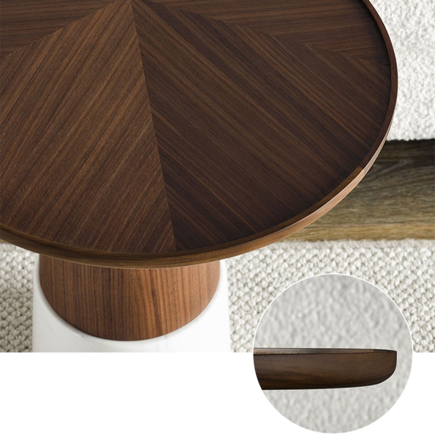 Table d'appoint en marbre et noyer Verona