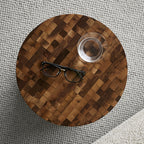 Table d'appoint sculpturale en chêne et noyer