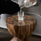 Table d'appoint sculpturale en chêne et noyer