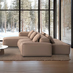 Canapé d'angle double face modulaire Cube en cuir véritable noir