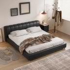 Lit en cuir chocolat amer