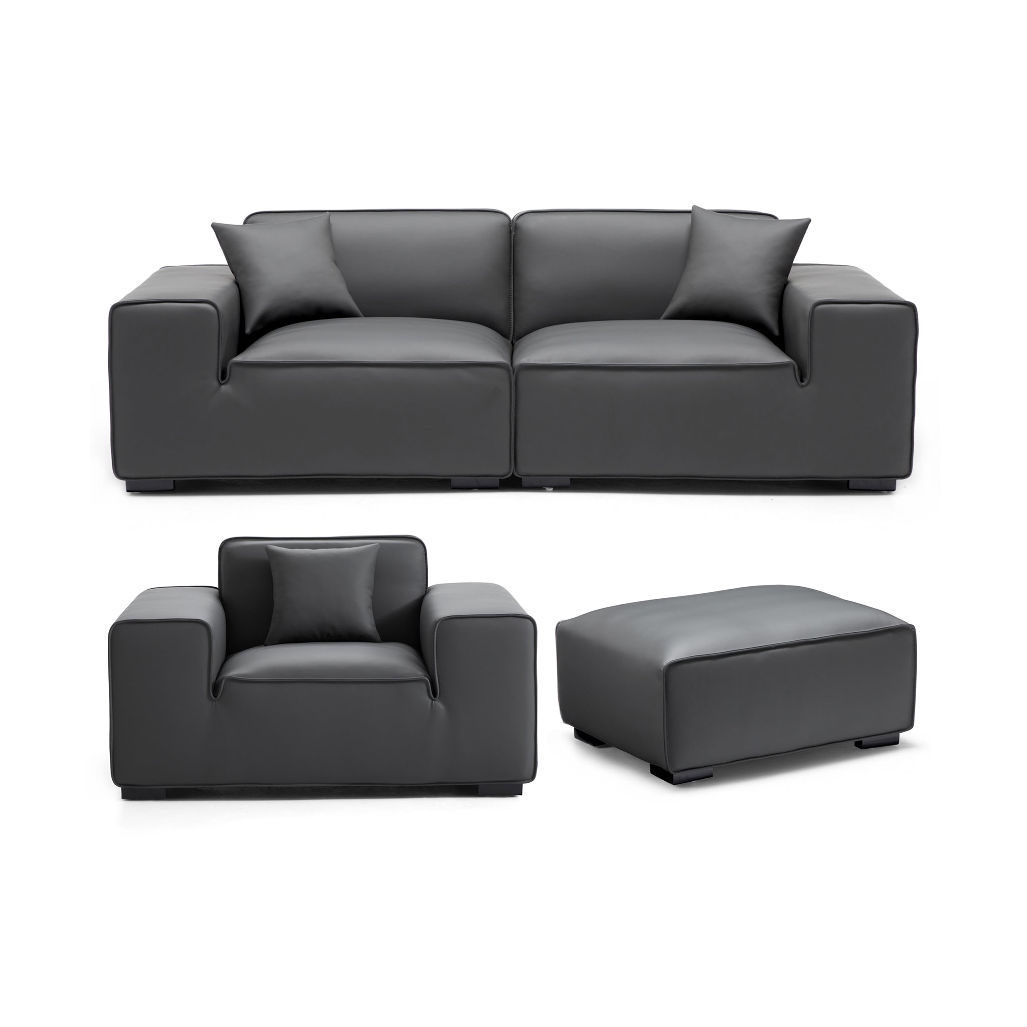 Ensemble de canapés modulaires en cuir beige Domus