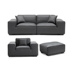 Ensemble de canapés modulaires en cuir gris foncé Domus