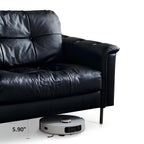 Canapé baroque capitonné en cuir noir 