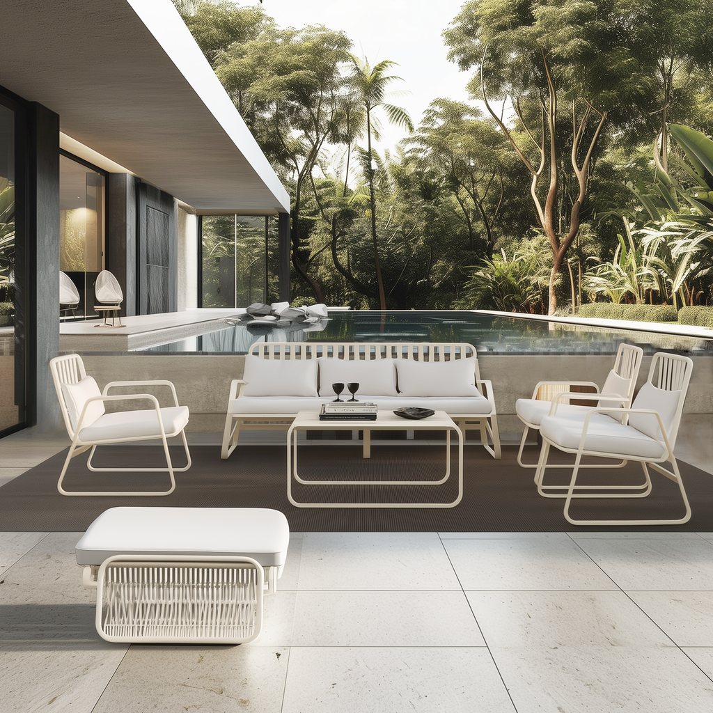 Ensemble de conversation extérieur en aluminium Mykonos avec coussins