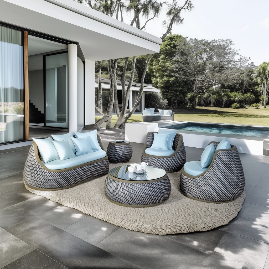 Ensemble de salon de jardin tissé Strafford avec coussins