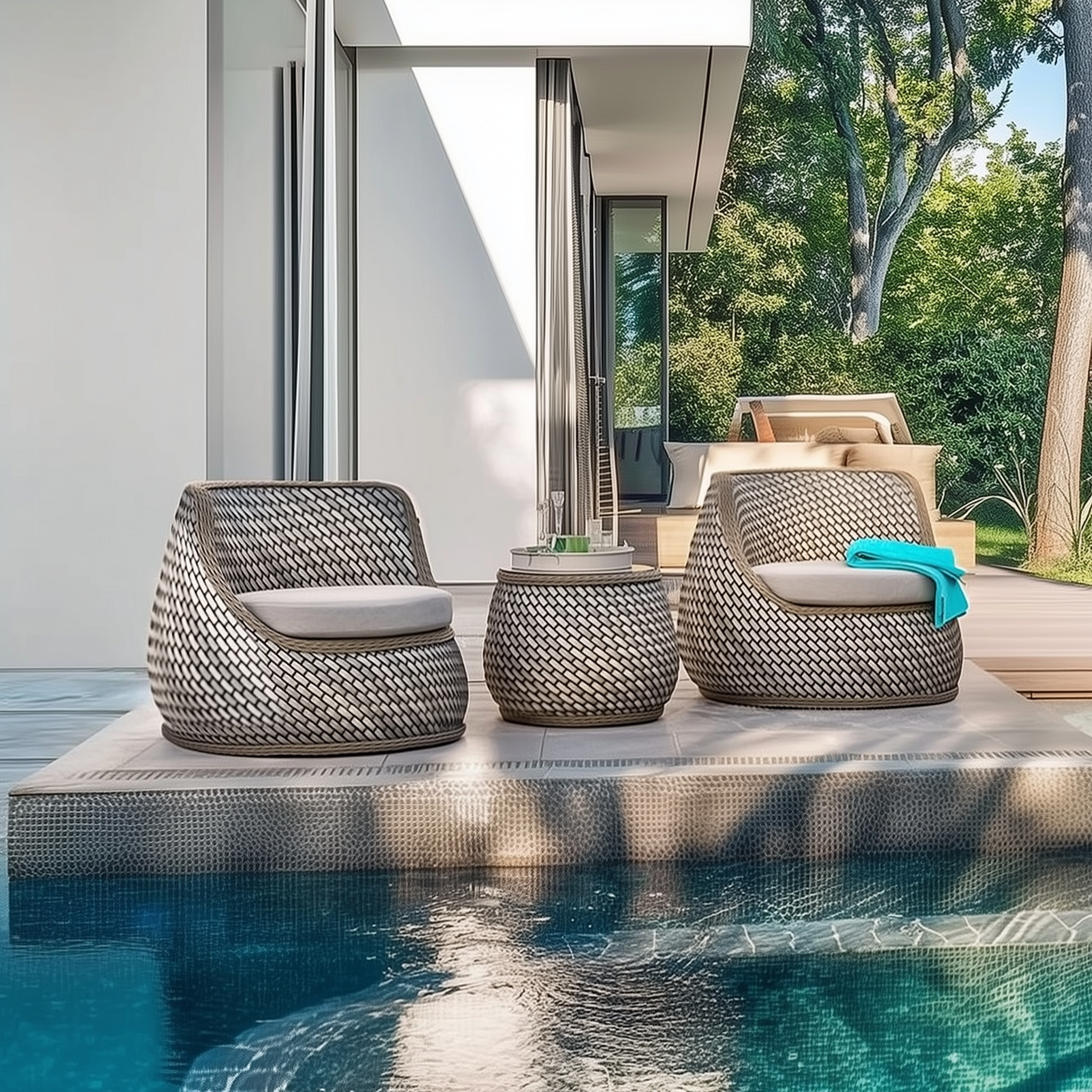 Ensemble de salon de jardin tissé Strafford avec coussins