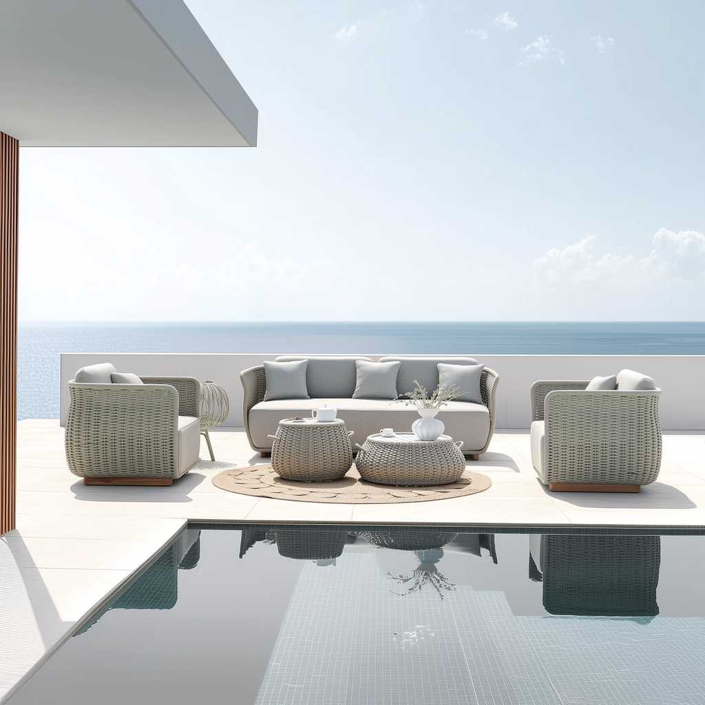 Ensemble de canapés d'extérieur en osier Laguna avec coussins