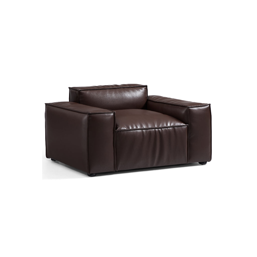 Fauteuil de luxe minimaliste en cuir marron foncé