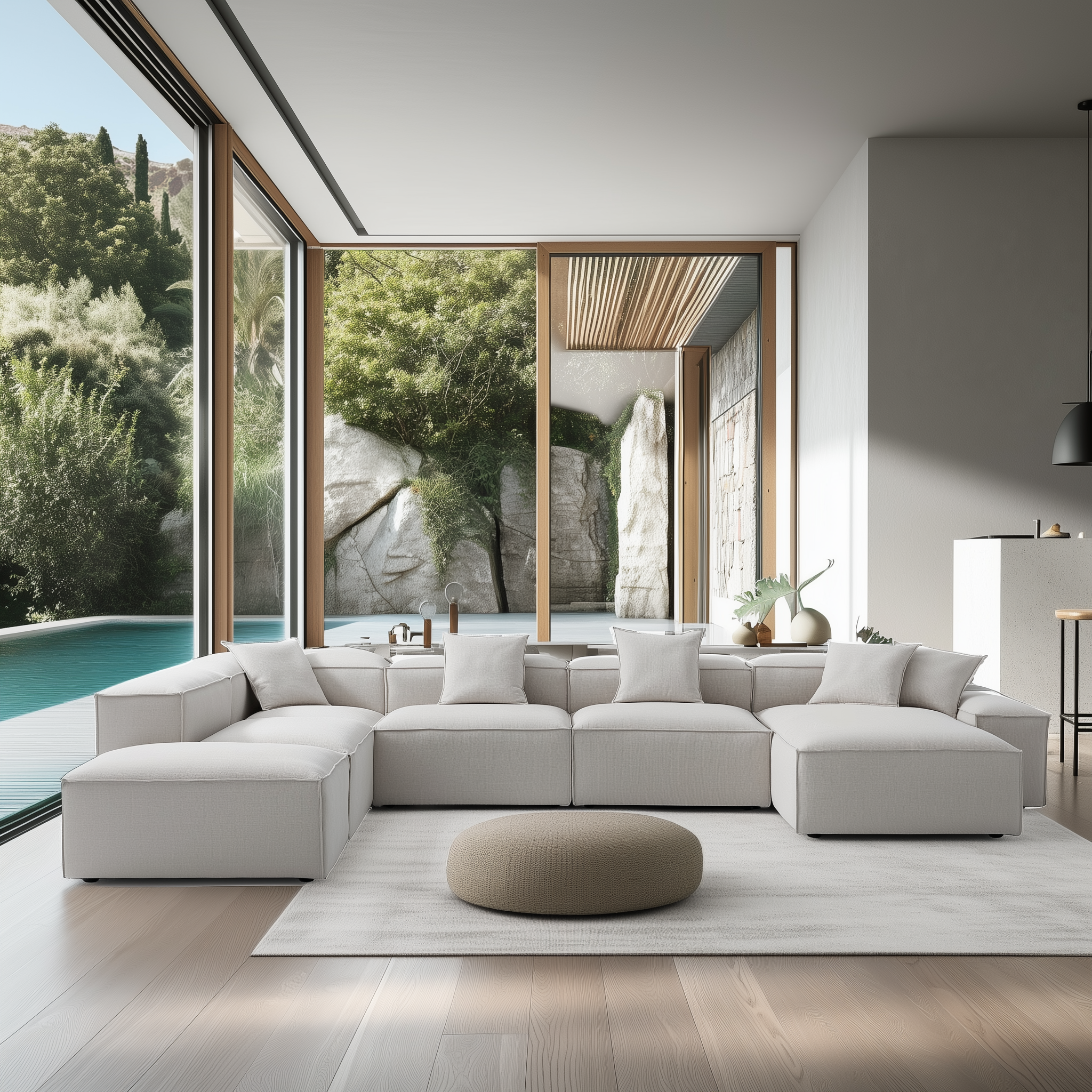 Canapé sectionnel modulaire gris Freedom à extrémité ouverte