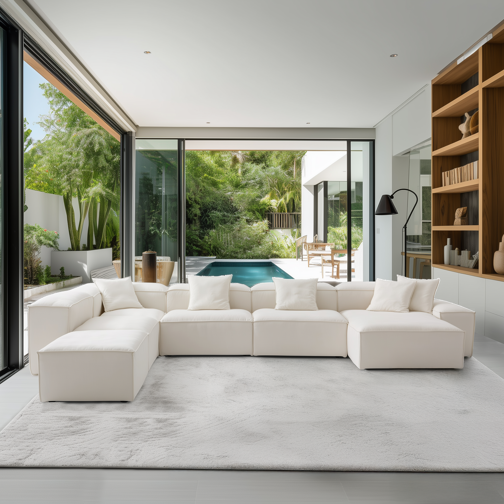 Canapé sectionnel modulaire Freedom beige à extrémité ouverte