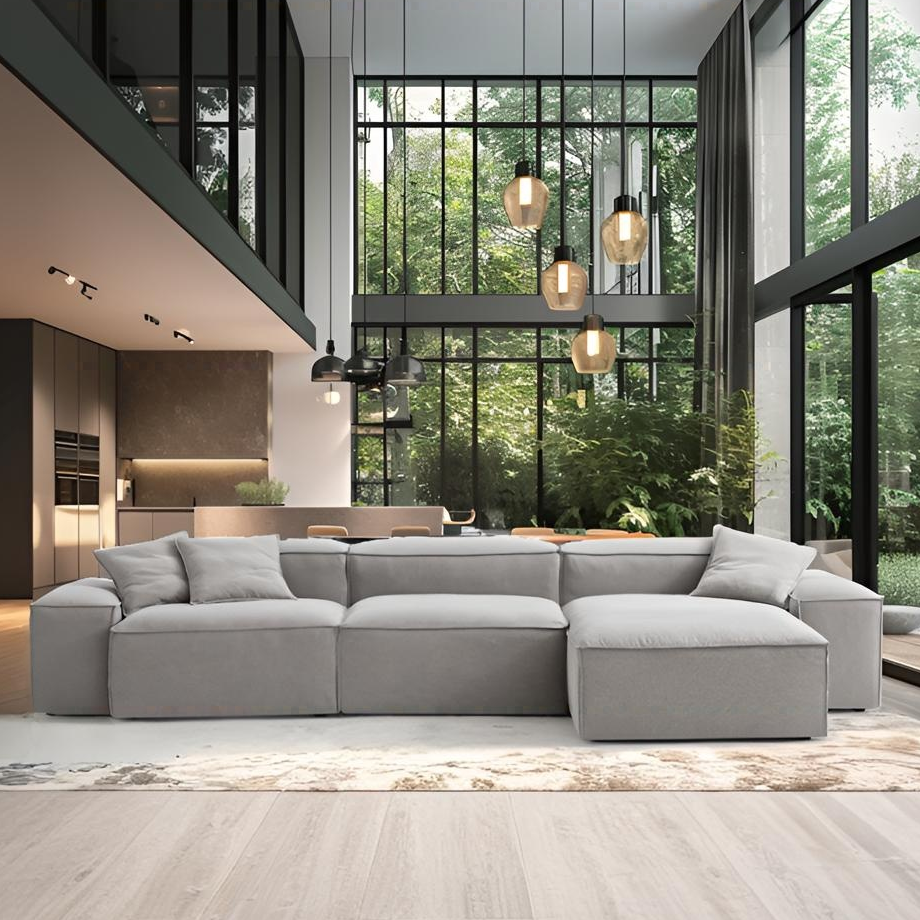 Canapé modulaire Freedom gris neuf avec pouf